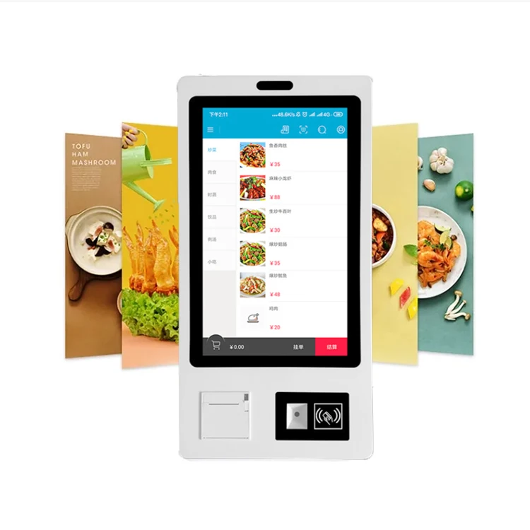 Crtly 27 inch self-service order payment touchscreen barcode scanning restaurant service touch screen ordering payment kiosk