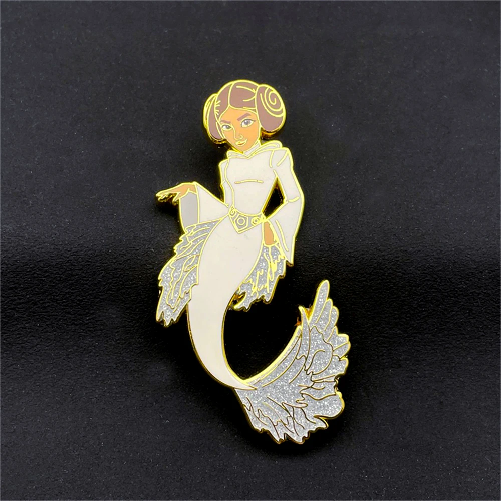 Customized hard enamel cartoon mermaid prince badge metal lapel pin
