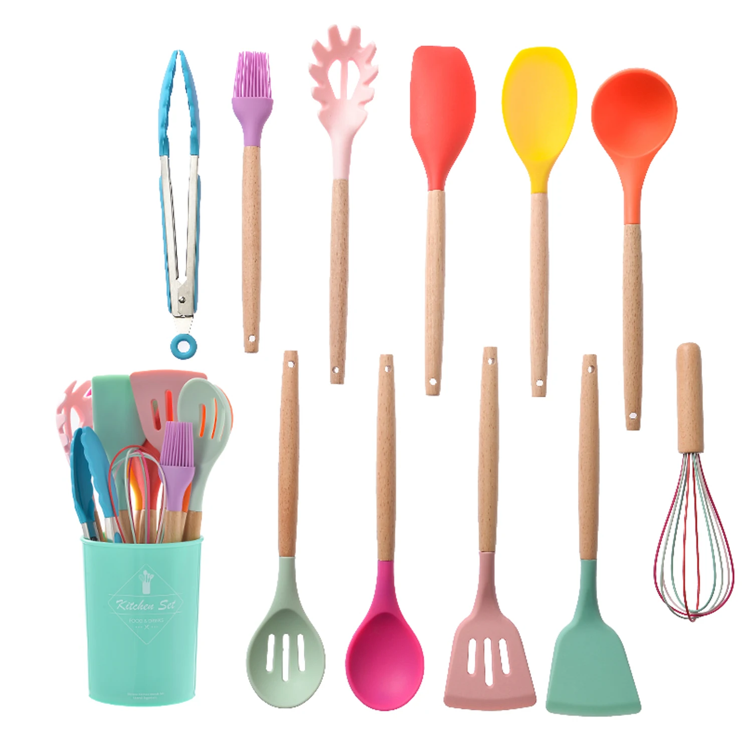 12 Pieces In 1 Silicone Utensil Tools Cooking Wares Kitchen Utensils Cookware Ware Colorful Household Home Kitchen Gadgets Set
