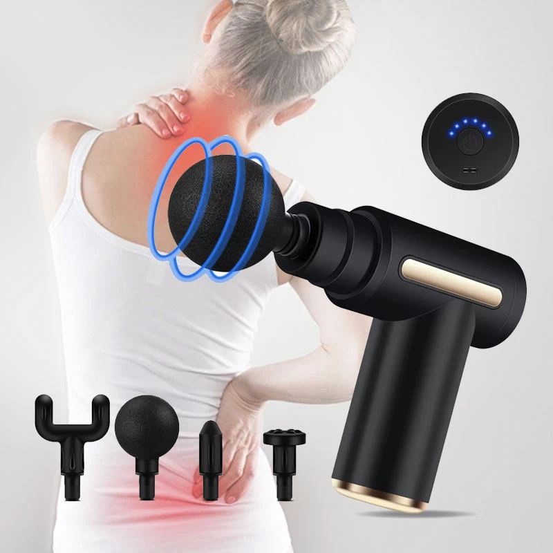 2024 New Design Professional Mini 4 Head Massage Fascia Gun Powerful Massager Deep Tissue Fascial Gun Motor Rechargeable