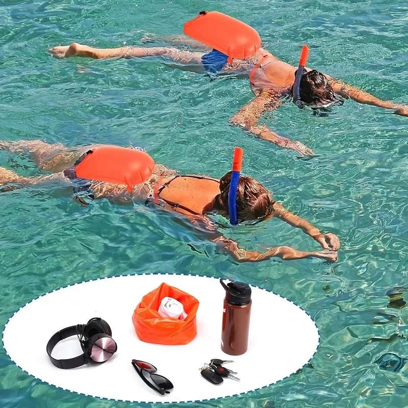 Swim Buoy Open Water Inflatable Swim Safety Float with Adjustable Waist Belt for Swimming Kayaking Training
