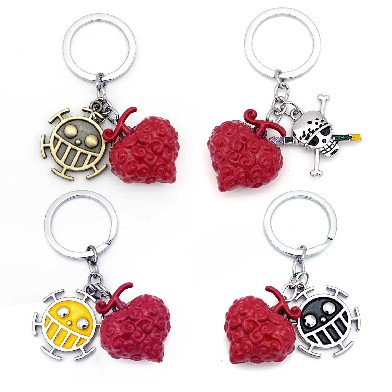 Wholesale Cartoon Anime Devil Fruit Luffy Zoro Nami Sanji Metal Keychain
