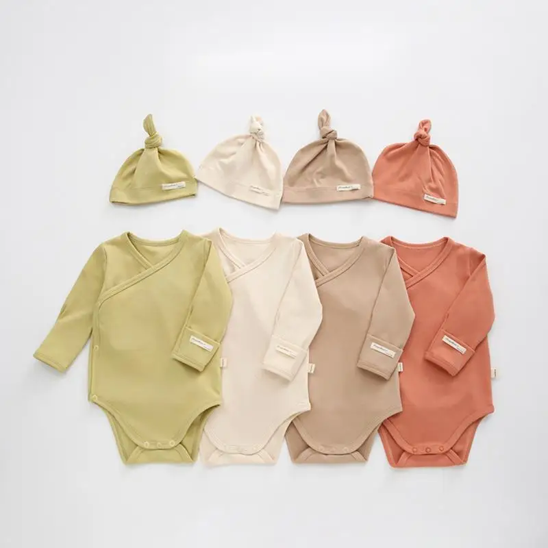 2022 new girl baby romper cotton baby clothes baby boy sets clothes trendy organic new born newborn+hat wholesale OEM