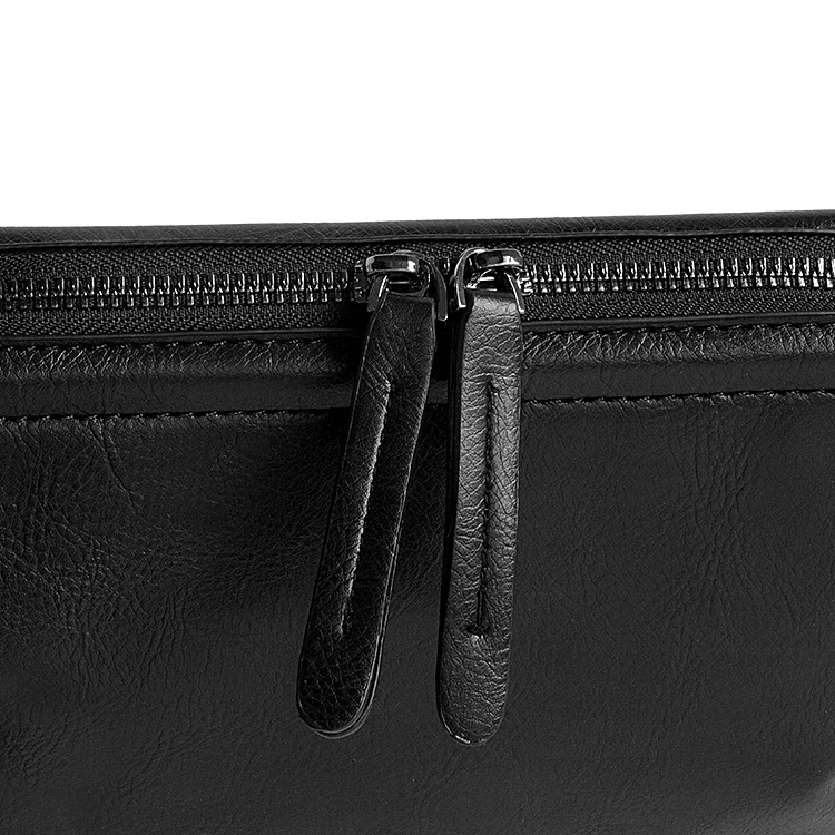 Black Leather Waterproof Clutch Ladies Hanging Storage PU Leather Travel Storage Bag Men's Business Casual Bag