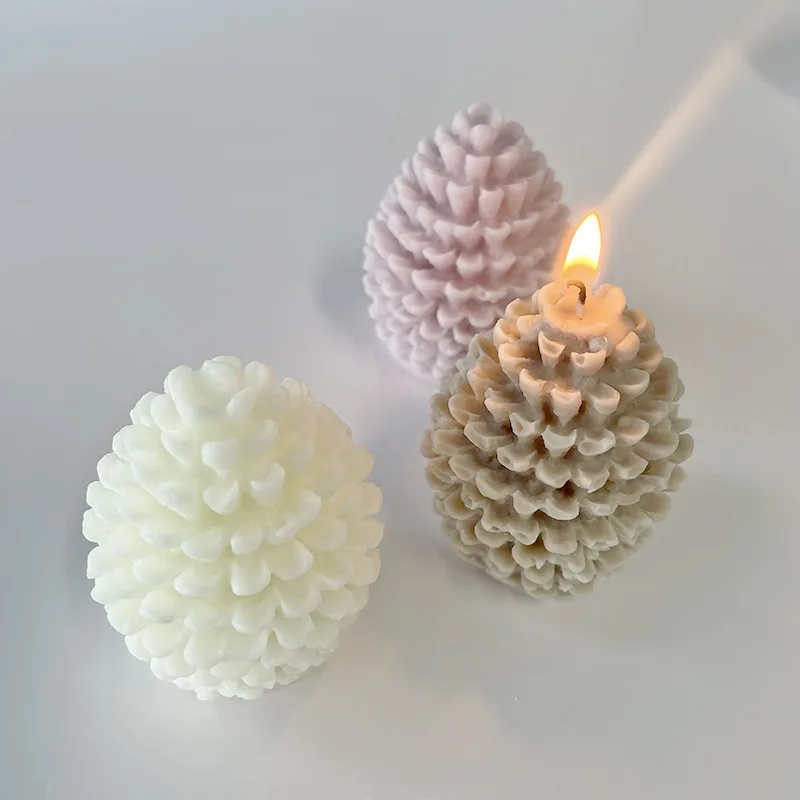 HY 3D Pine Cone Candle Molds Christmas Pinecone Candle Soap Beeswax Fondant for Concrete DIY Gift Ornament Mold