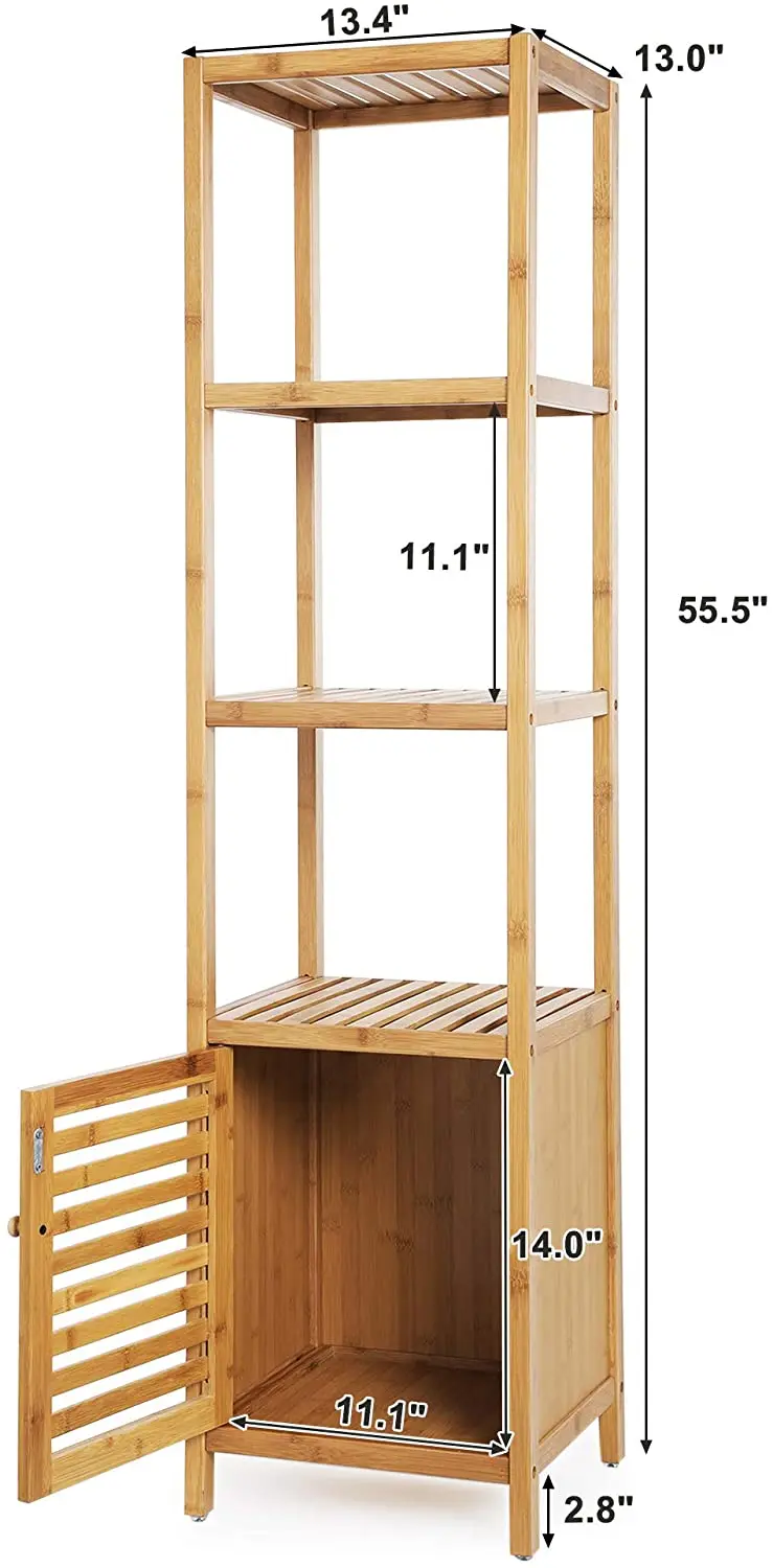 Bamboo Storage Corner Cabinet for Storage Organizer for Living Room