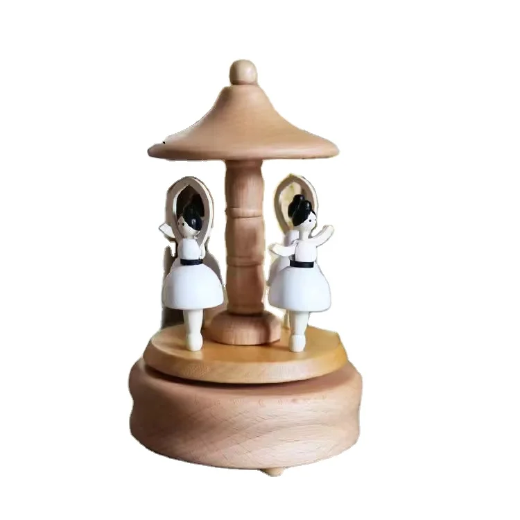 Mechanism Carousel Wooden Music Box Merry-Go-Round Horse Musical Box Birthday Gift for Wedding