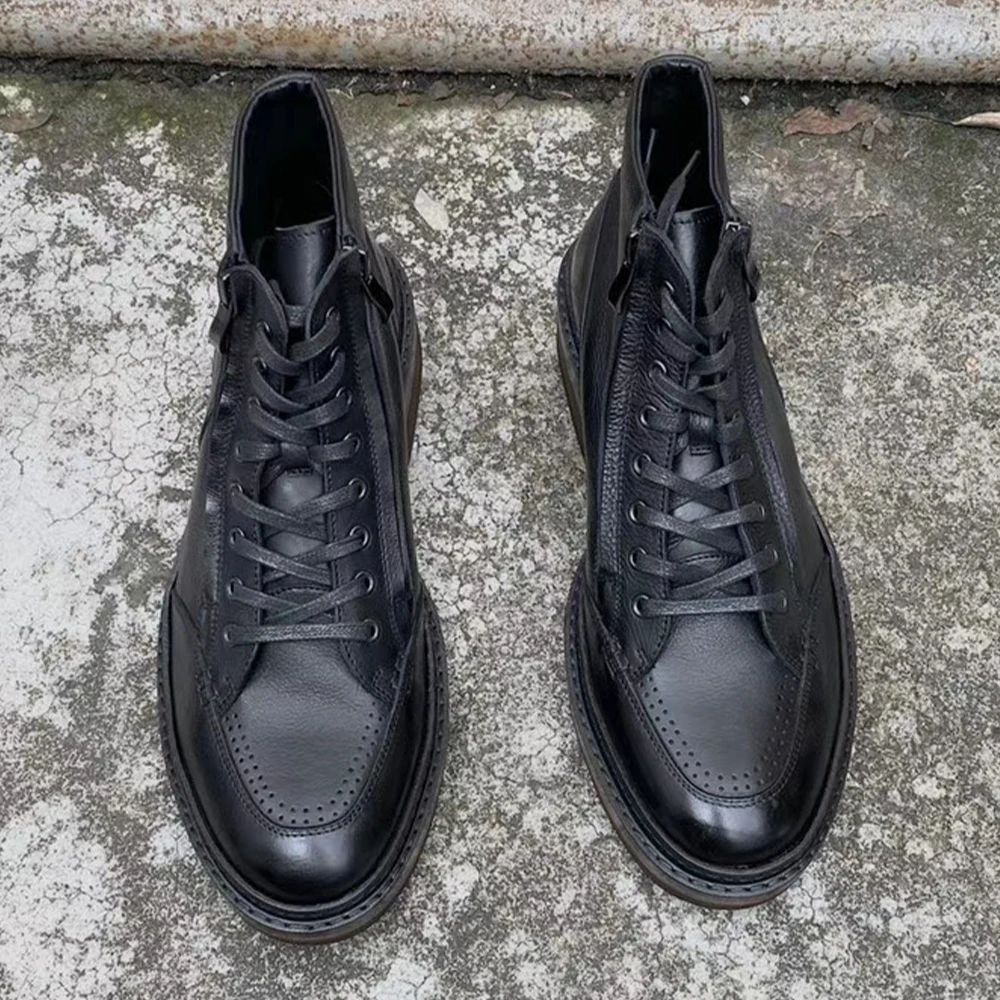 2024 New Fashion Cheap Genuine Leather Cowboy Boots Leather Men Casual Pure Leather Boots