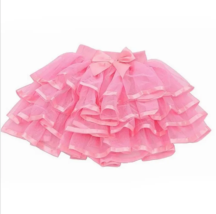 
Factory Custom 4-Layers Short Mini Tulle Petticoat Puffy Little Girls and Big Girls Tulle Tutu Skirt 