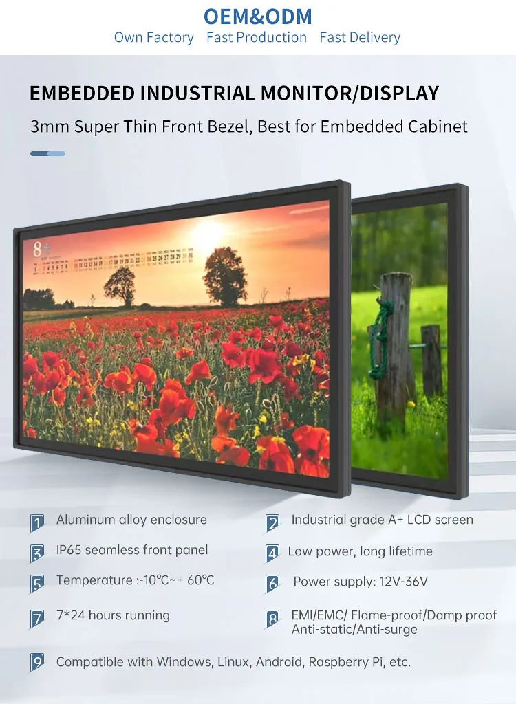 55 inch HDMI Monitor Capacitive Touch Screen Monitor Industrial CapacitiveTFT LCD screen HD-MI VGA Display Touch Screen Monitor