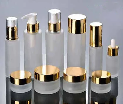 4oz 120ml flat shoulder clear/frosted glass lotion bottle with spray pump