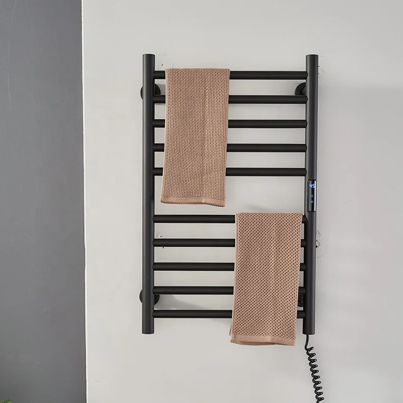Wall Mounted Thermal Control Electric Heated Towel Rack Metal Bathroom Towel Shelf