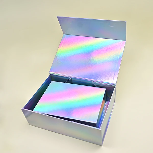 Luxury custom wig clothes shoes holographic magnet box paper cardboard magnetic gift boxes for present packiging with logo