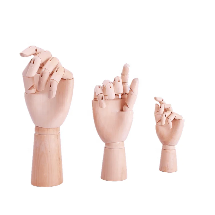 Fashion mannequin arm articulated wooden hand manikin for wrist watch display