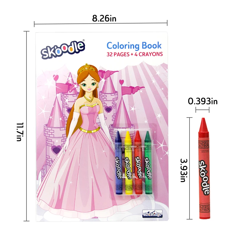 Принцесса пользовательский дизайн печать с 4 мелками для детей взрослых английский мультфильм раскраска