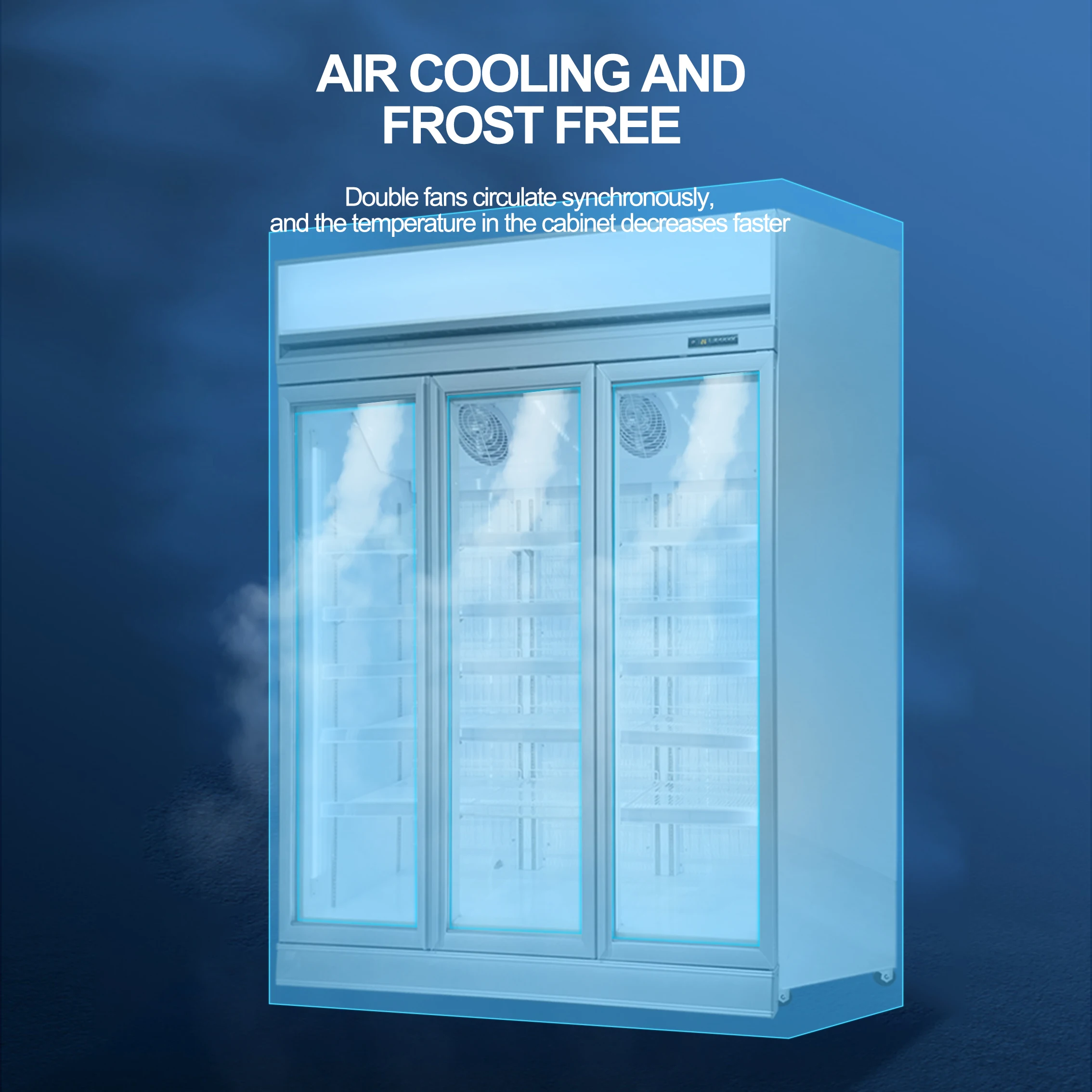 Commercial Beverage Fridge Beer Cooler 1600L Transparent Glass Door Supermarket Upright Display Freezer