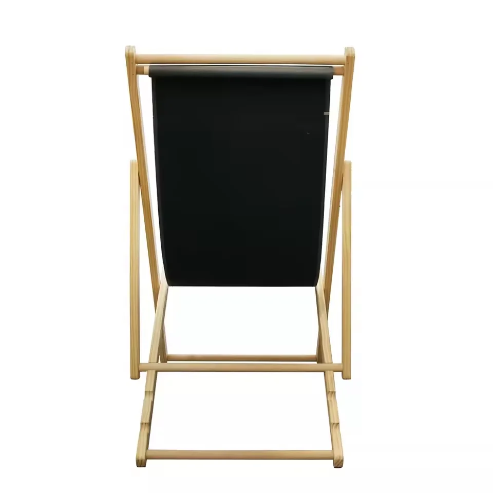 Outdoor Garden Deckchair Foldable Beach Chairs Wooden Sun Lounger Folding Portable Beach Chair Folding Beach Chaise Lounge Chair