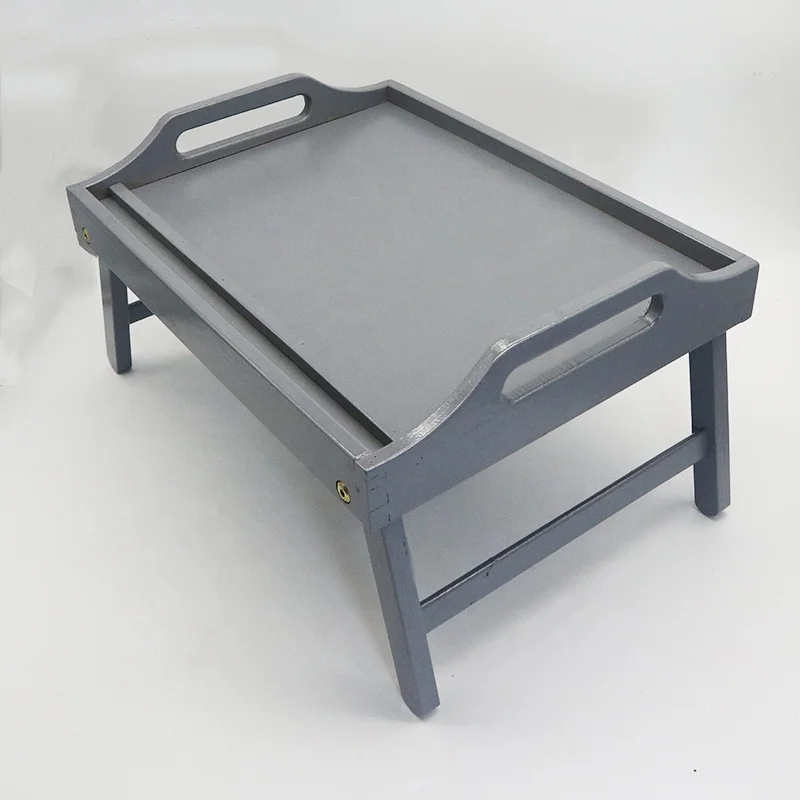 Bamboo laptop bed table folding legs Media slot laptop desk Bamboo wood bed breakfast food serving tray with phone slot