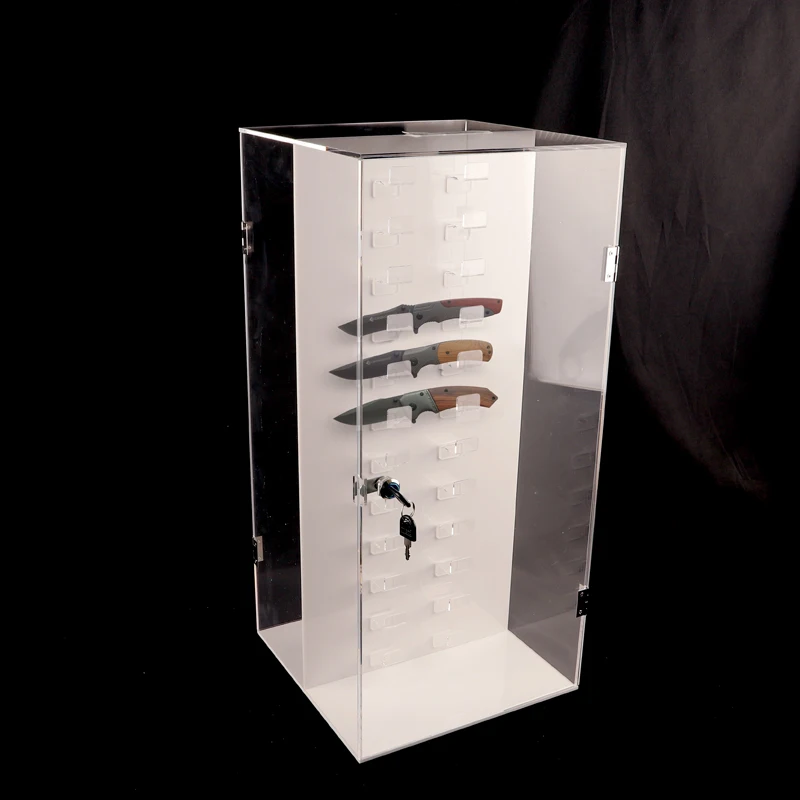 Best seller customize order transparent rotating acrylic knife display cases