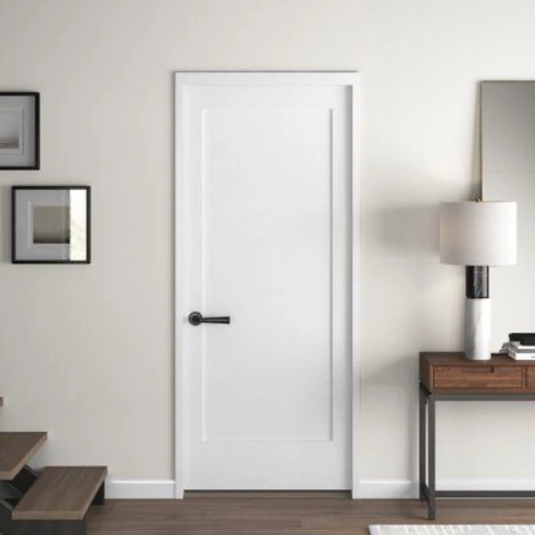 White Internal Prehung Door Modern Interior Room Shaker Style White Primer Panel Wood Room Doors For House Hotel Apartment