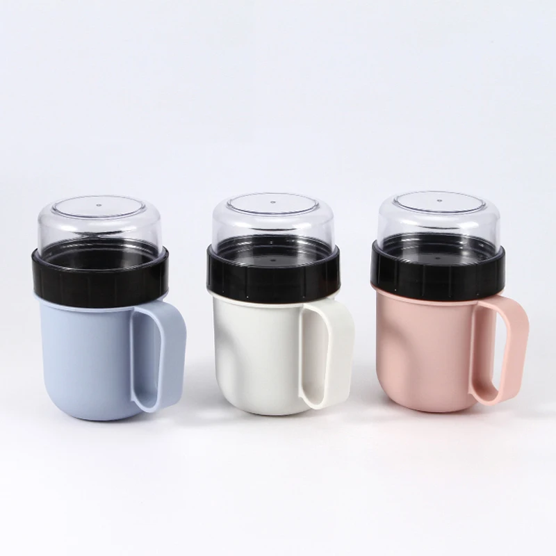 Wheat straw Lunch box Soup cup 750ML round can microwave sealed leakproof plastic soup pot breakfast cup porridge box