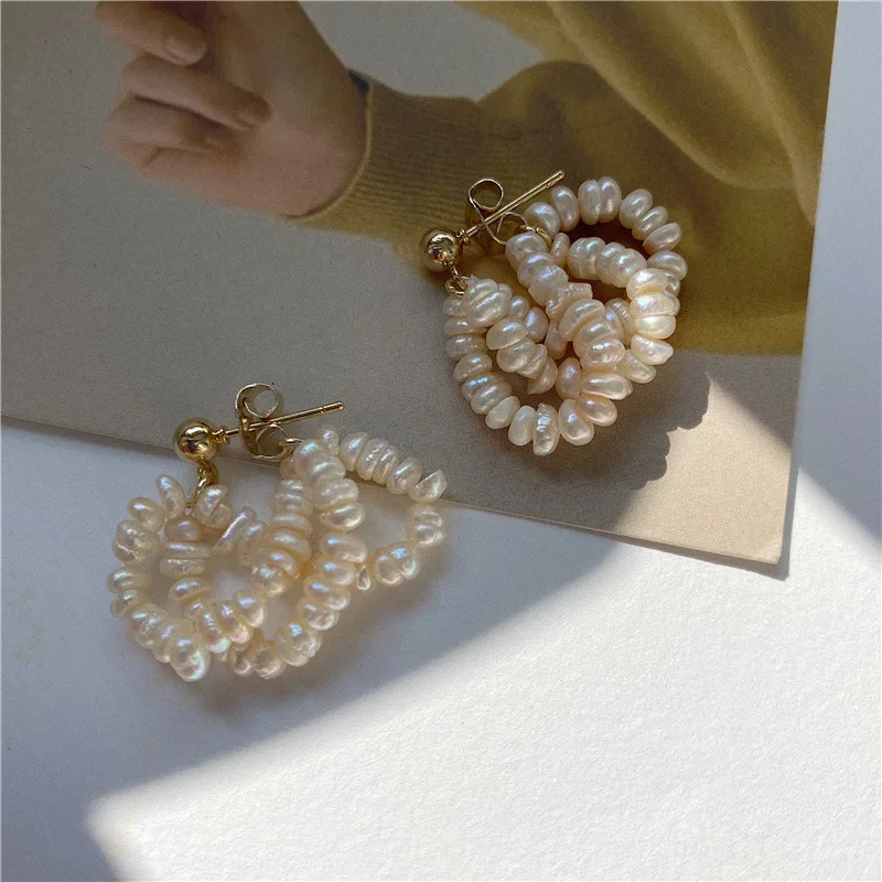Allergy Free Earrings Baroque Natural Freshwater Pearl Multilayer Earrings French Court Elegant Earrings