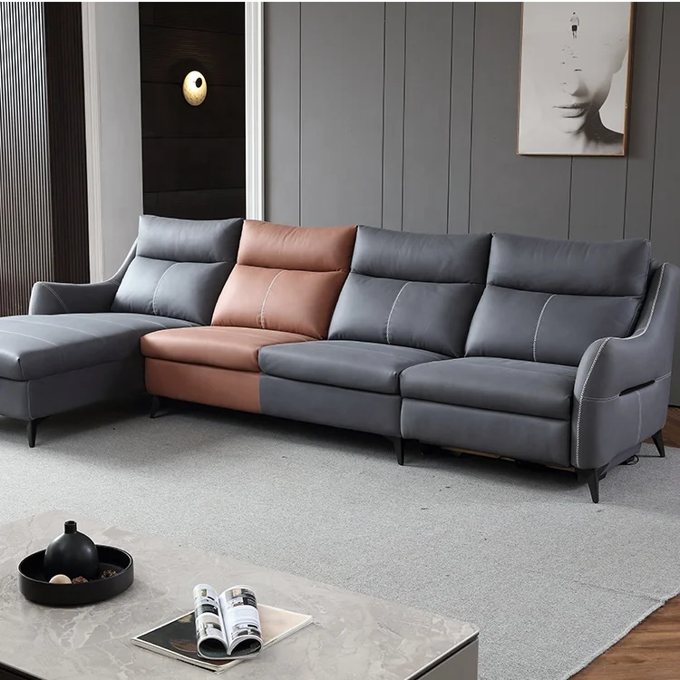 Breathable Air Leather Recliner sofa set power reclining corner sectional living room furniture with USB charger