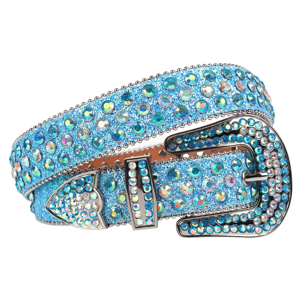 Fashionable Bling Diamond Belt Men Women Big Buckle Colorful Crystal Rhinestone Boys and Girls