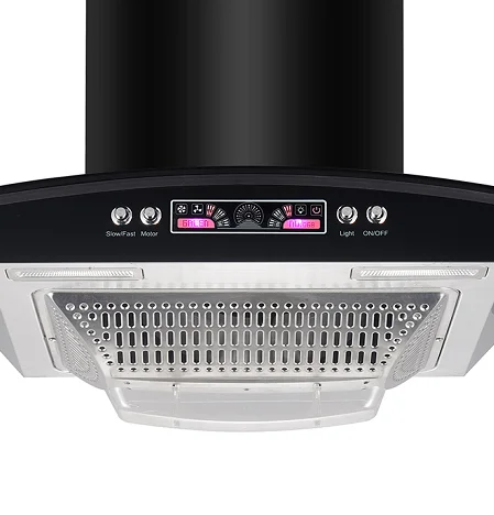Wall-Mounted Kitchen Smoke Exhaust Hood Glass Arc-shaped Cooker Hood Range Hoods