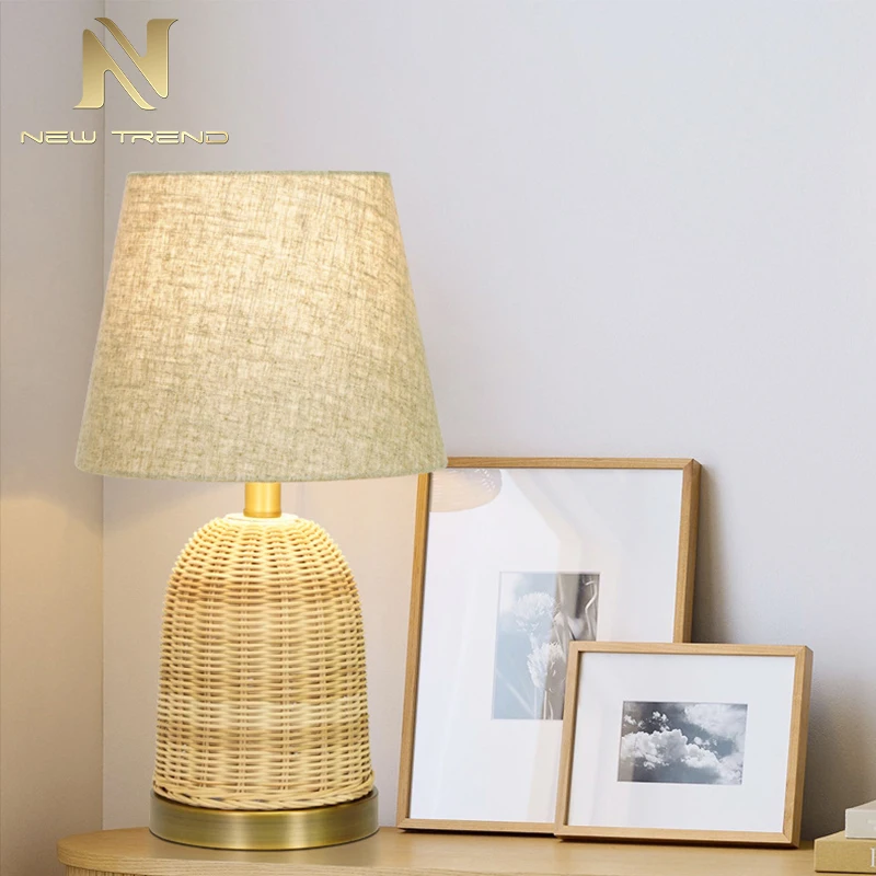 New Product Indoor Decoration Restaurant Hotel Room Bedroom Rattan Weaving LED Table Lamp