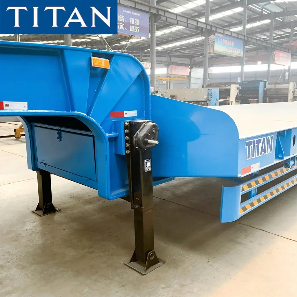 TITAN 3 axle Low loader/bed semi trailer with hydraulic operated rear ramps