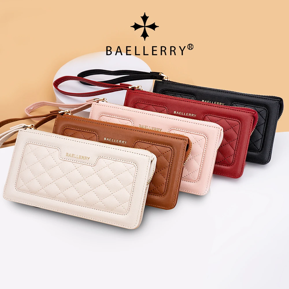 Baellerry  Pu Leather Phone Purse Ladies Small Zipper Handbag Trendy Women Long Leather Card Cash Wallet