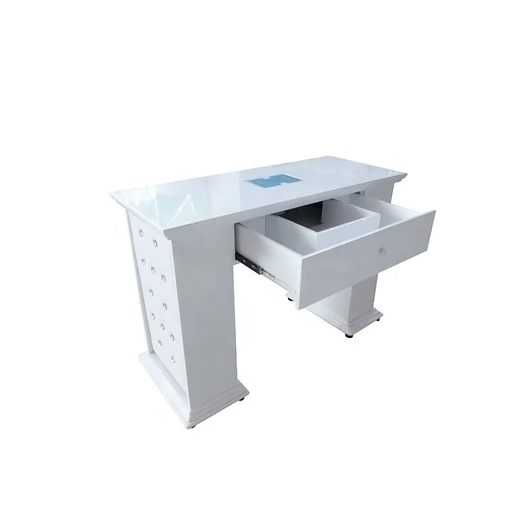 Modern portable white beauty salon tables tech technician nail station furniture manicure with dust collector and fan for nail