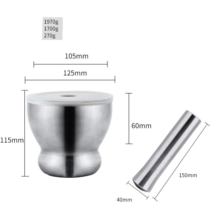 Spice Tools Stainless Steel Mortar and Pestle with Lid