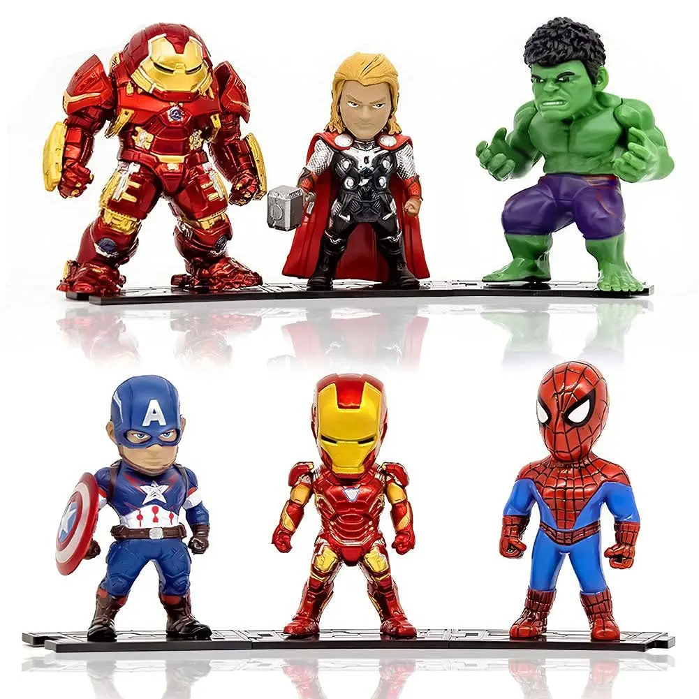 Superhero Action Figure Collectible Figures With Bases Birthday Cake Decorations Toys For Kids Ages And Up (6 Characters)