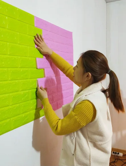 
600*600mm new styles home decor 3d XPE foam wallpaper brick self-adhesive pe foam wall panel 
