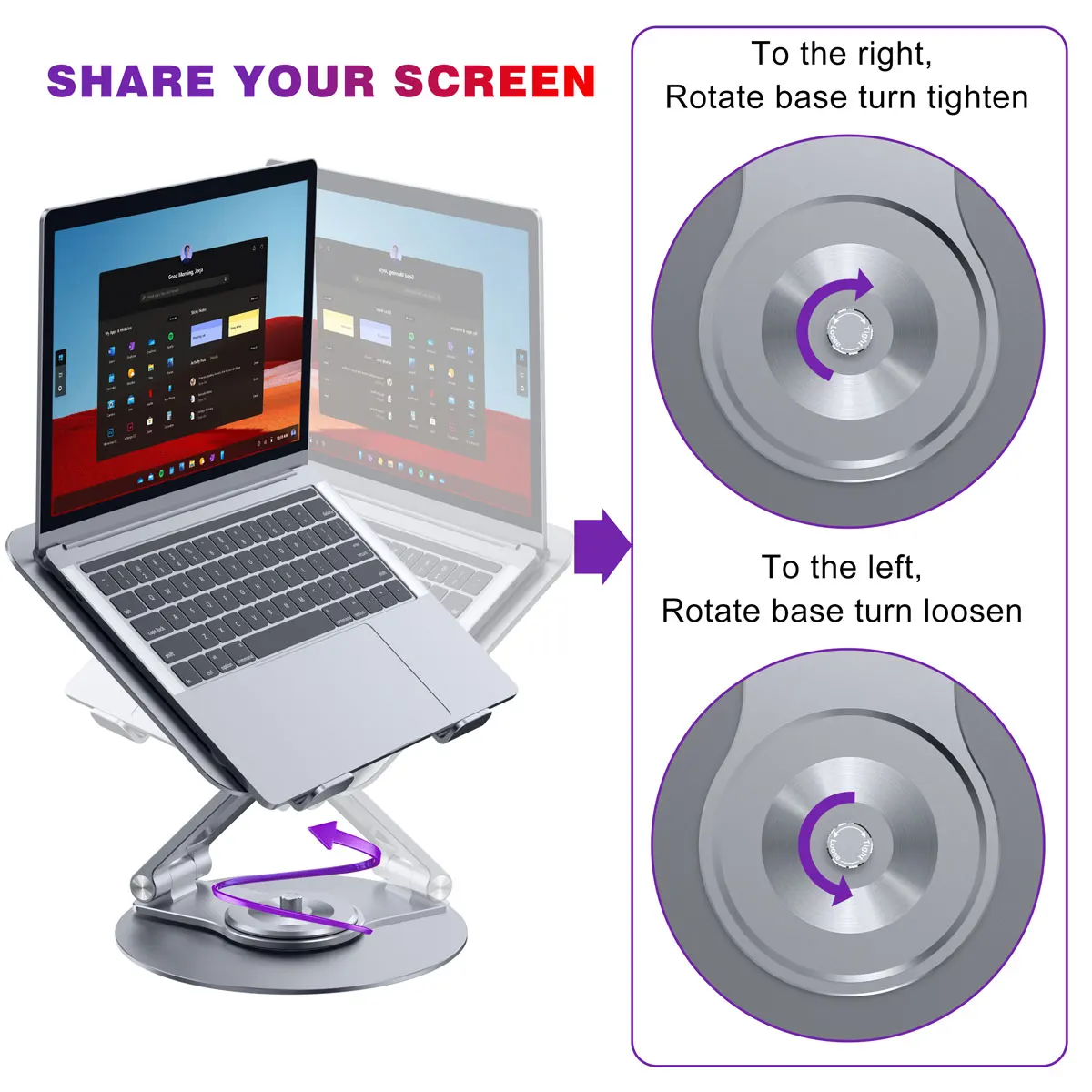 height adjustable laptop stand 360 rotation multi-functional portable notebook stand holder for macbook