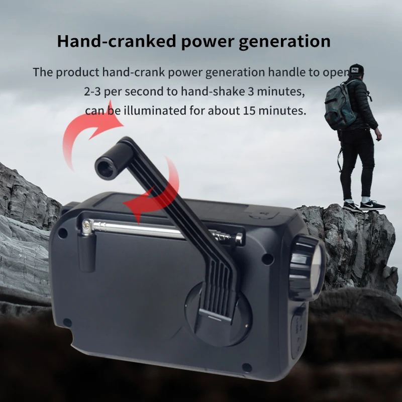 Portable solar charging multi-functional emergency lighting LED flashlight radio