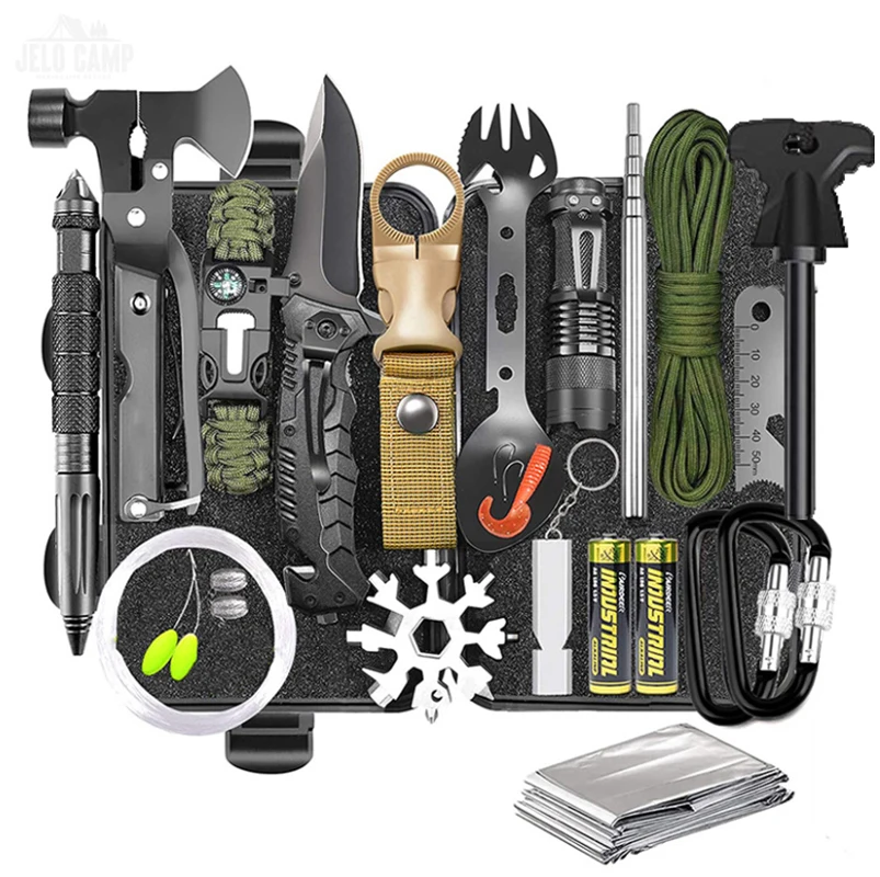 Professional 18 in 1 Emergency Survival Kit Wilderness SOS Tactical Outdoor Multi Tools Camping Travelling Adventure Gear