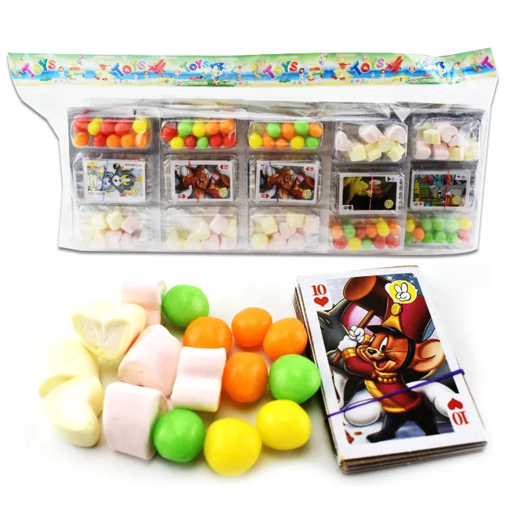 Вкусная мультяшная покерная игрушка с халяльным красочным фруктовым вкусом желе конфеты и сладкий вкус зефир