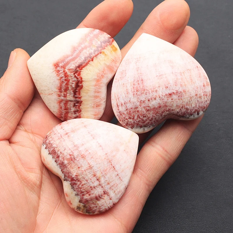 Wholesale Natural Pork Stone red Calcite Quartz Crystal Rhodochrosite Hearts Healing