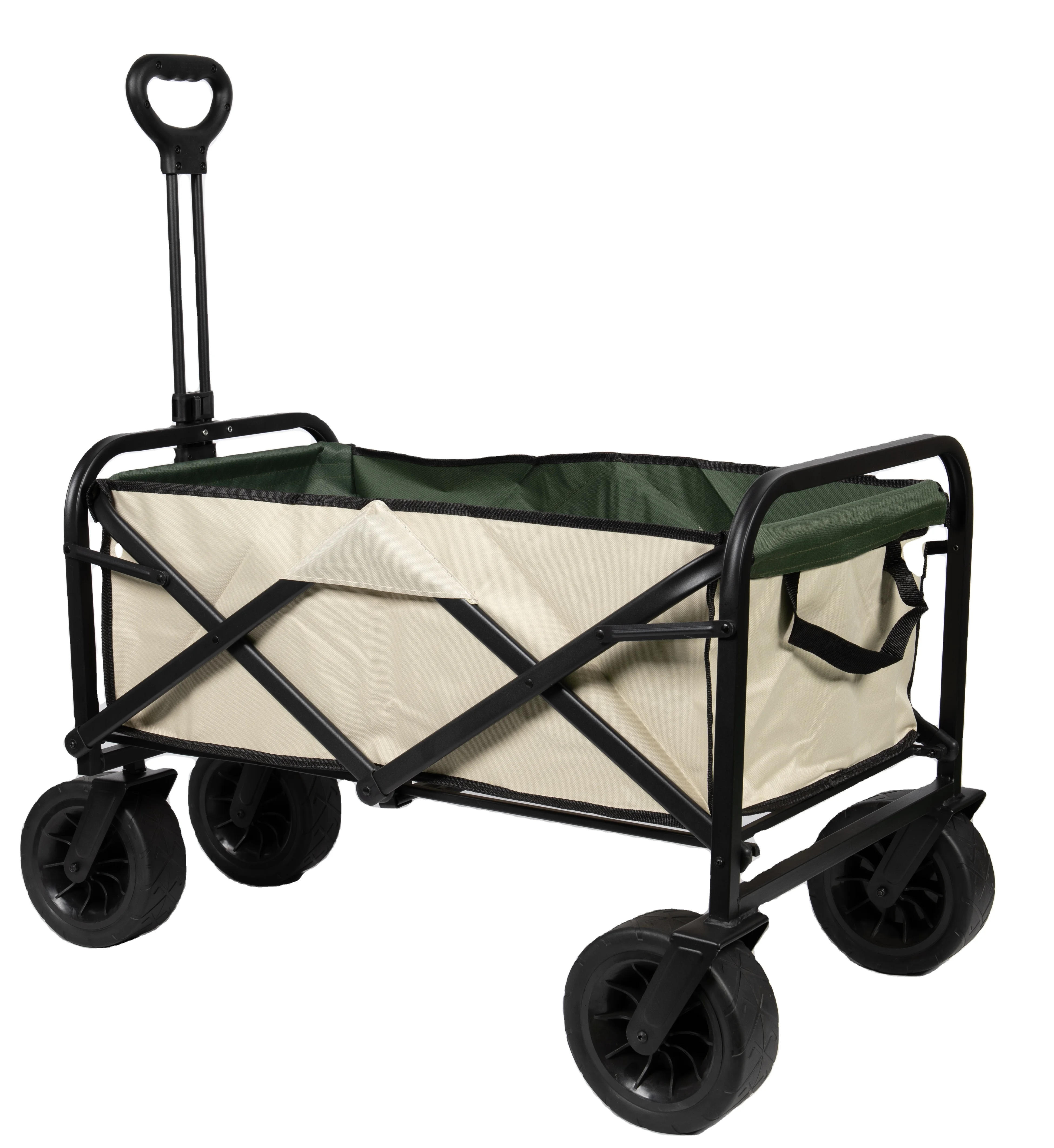 Heavy Duty Folding Wagon Portable Adjustable Collapsible Wagon for Sports Shopping  Camping