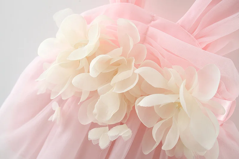 Baby Girl Flower Tulle Dress for Wedding Birthday Party Princess Sleeveless Baby Girl Dresses