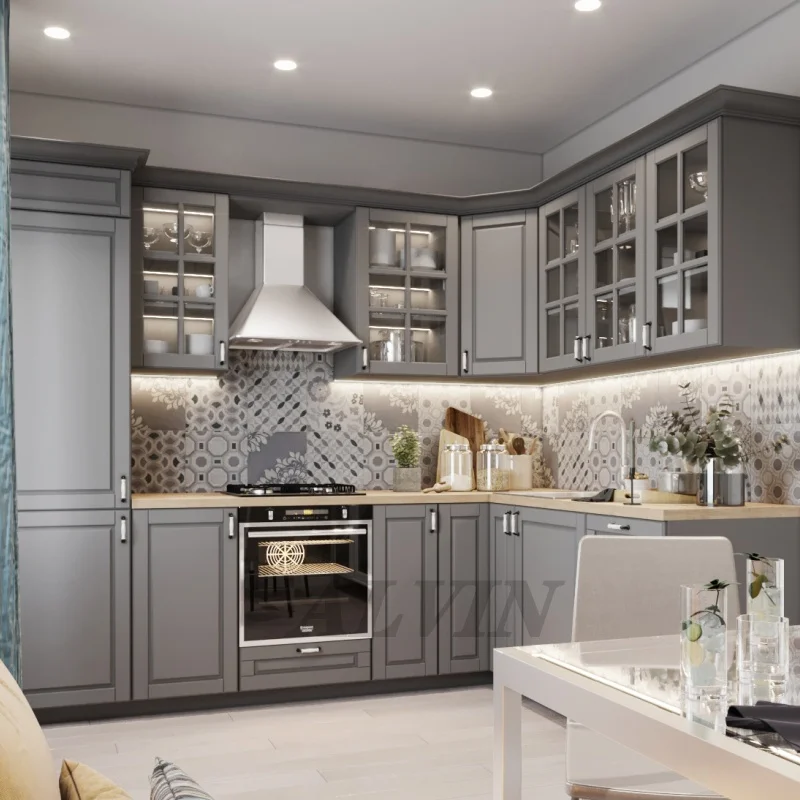 Wall&drawer Base Kitchen Cabinets US Style Wholesale Cheap Price Export from China Wood Modern