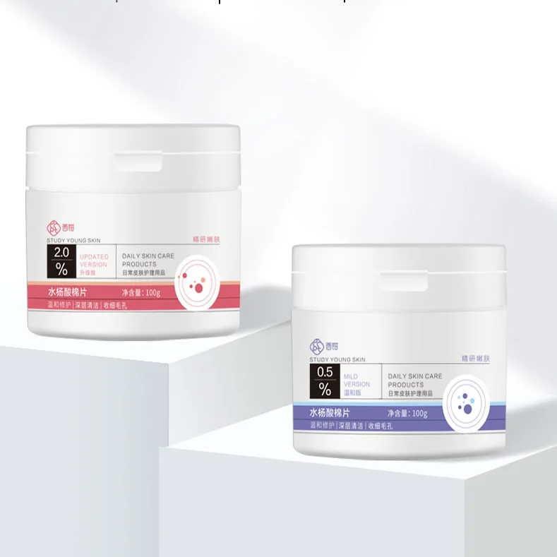 Private Label Women Beauty Rounds Disposable Facial make up Remover Cotton Exfoliating Acne Cleansing Face Pads for Oily Skin