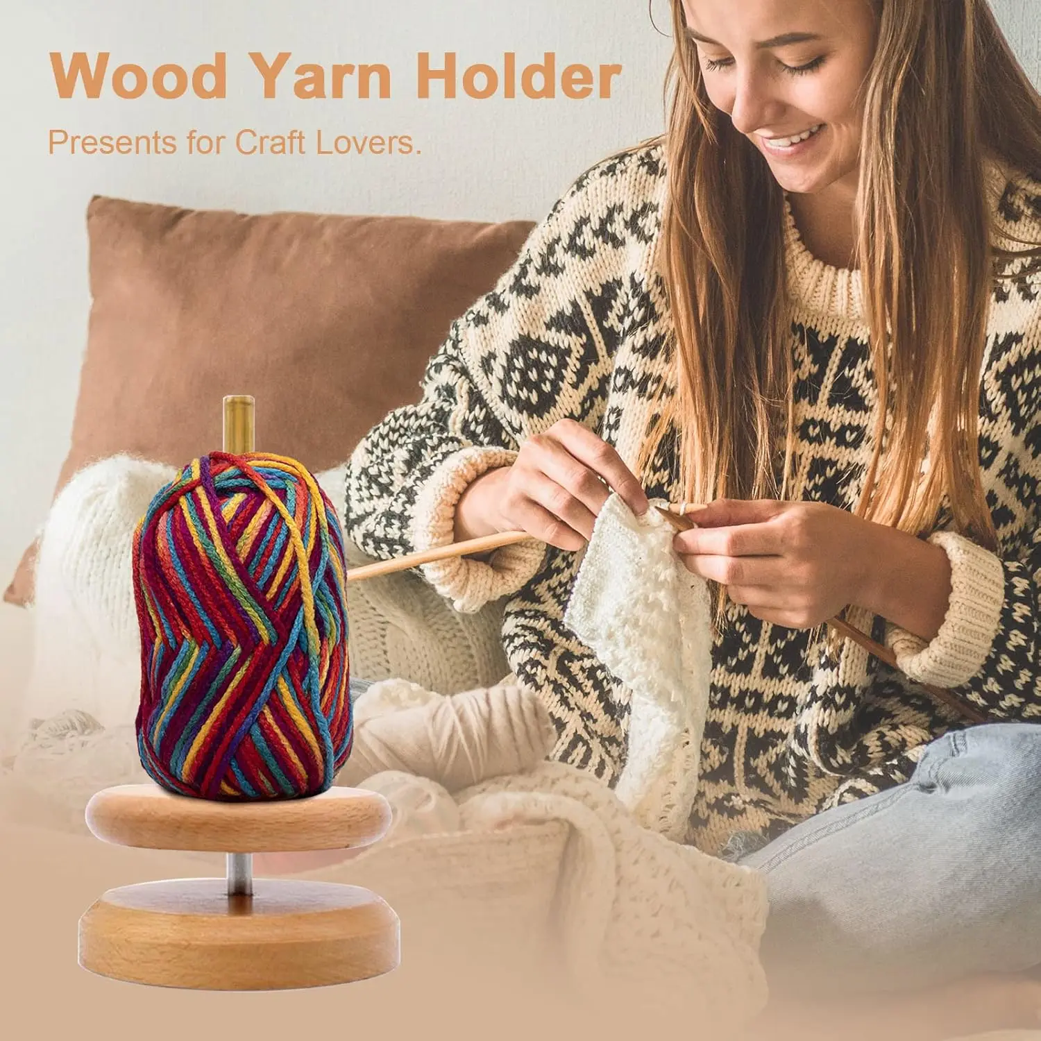 Portable Rotary Spinning Machine Hand Knitting Crochet Wooden Bobbin Holder Yarn Wool Ball Winder Blankets Ladders Racks Other