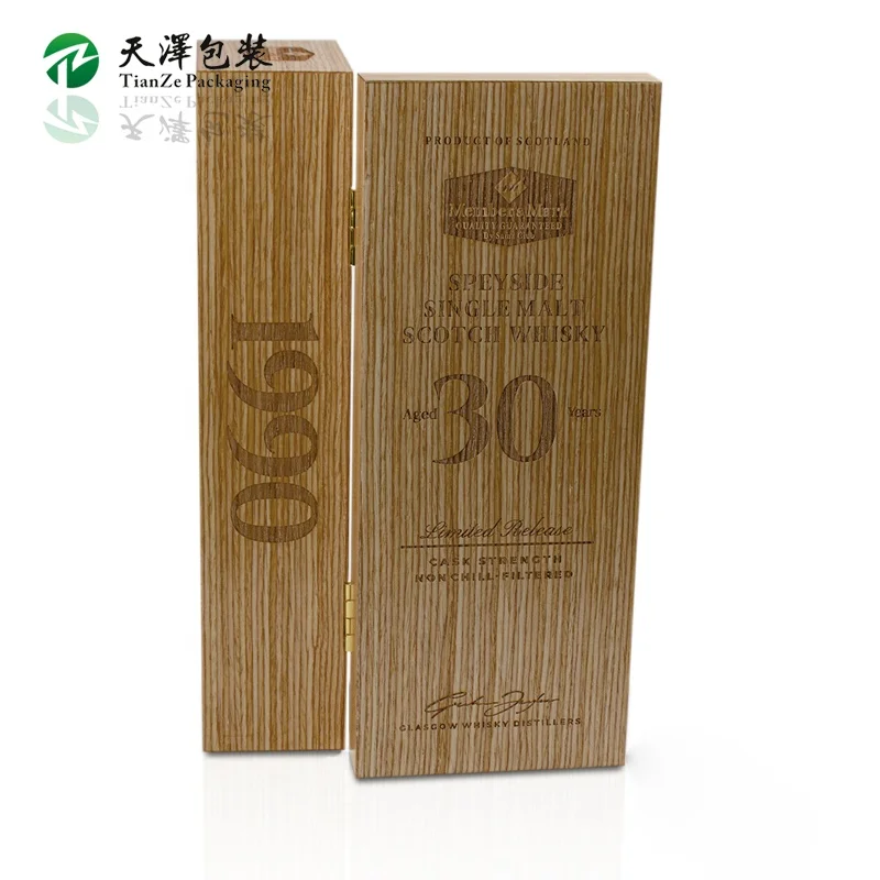 Luxury Wood Wine Glass Bottle Gift Packaging Wooden Wine Box for Cognac Whisky