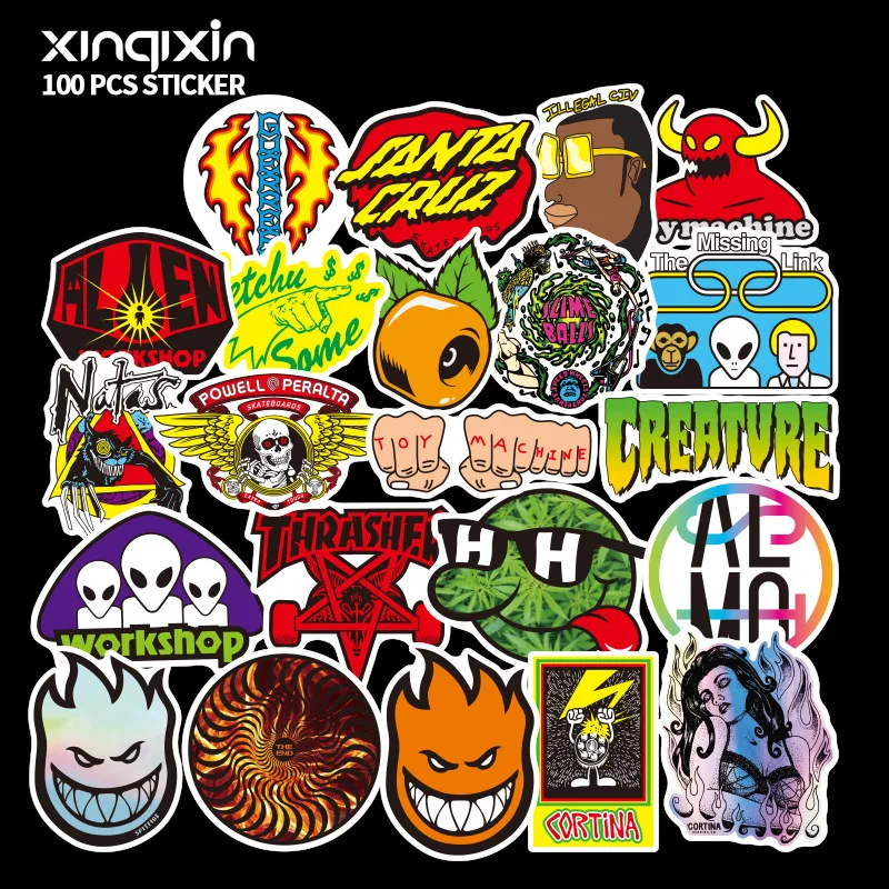 8 стилей 100 шт./пакет неповторяющиеся граффити наклейки ПВХ водонепроницаемый ноутбук гитара скейтборд холодильник автомобильный стикер