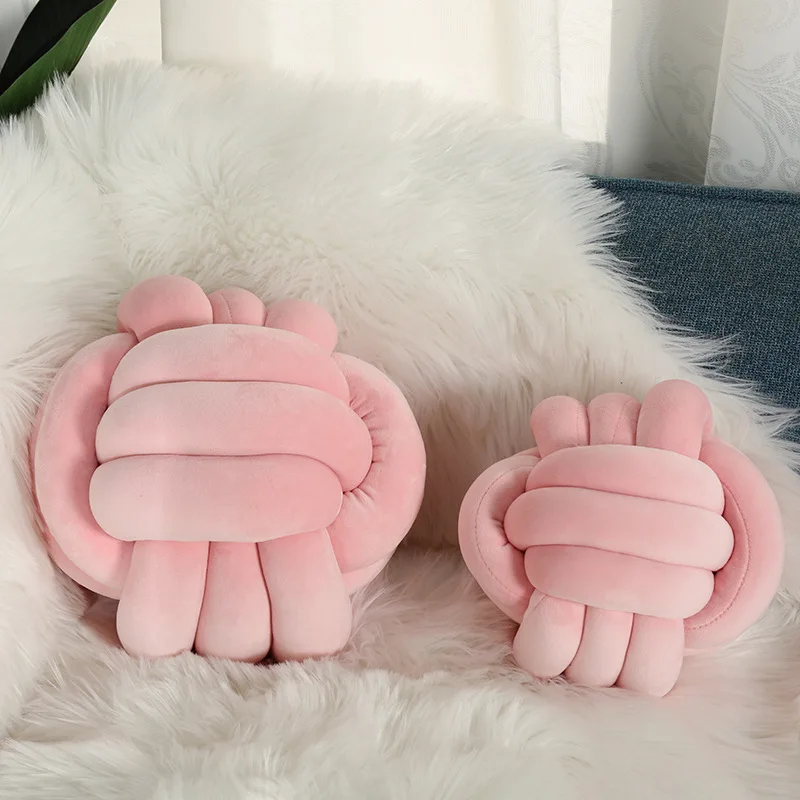 Factory Direct Polyester Soft Crystal Velvet Knot Ball Cushion Pillow for Home & Car Decor Competitive Price Sofa Usage