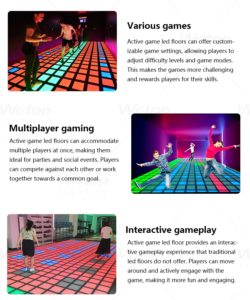Pressure sensing active game led floor tiles dance interactie floor light game with design software